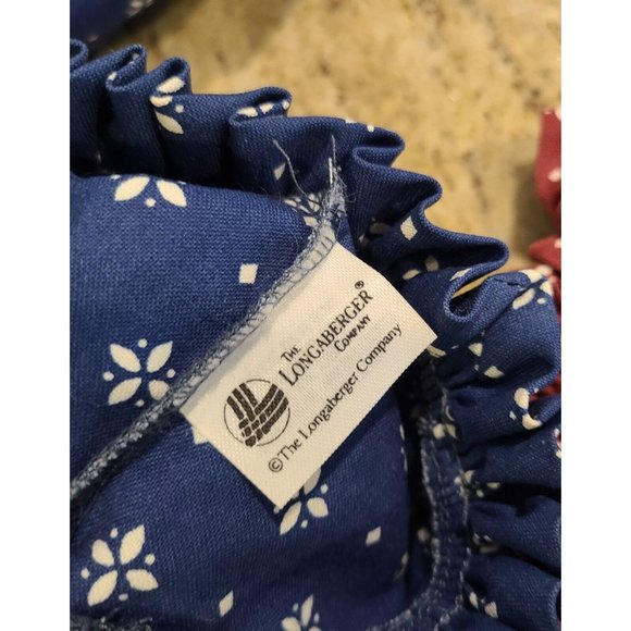 Lot of 4 Longaberger Heritage Fabric Garter Bows and Liners Red Blue Green - Picture 4 of 5